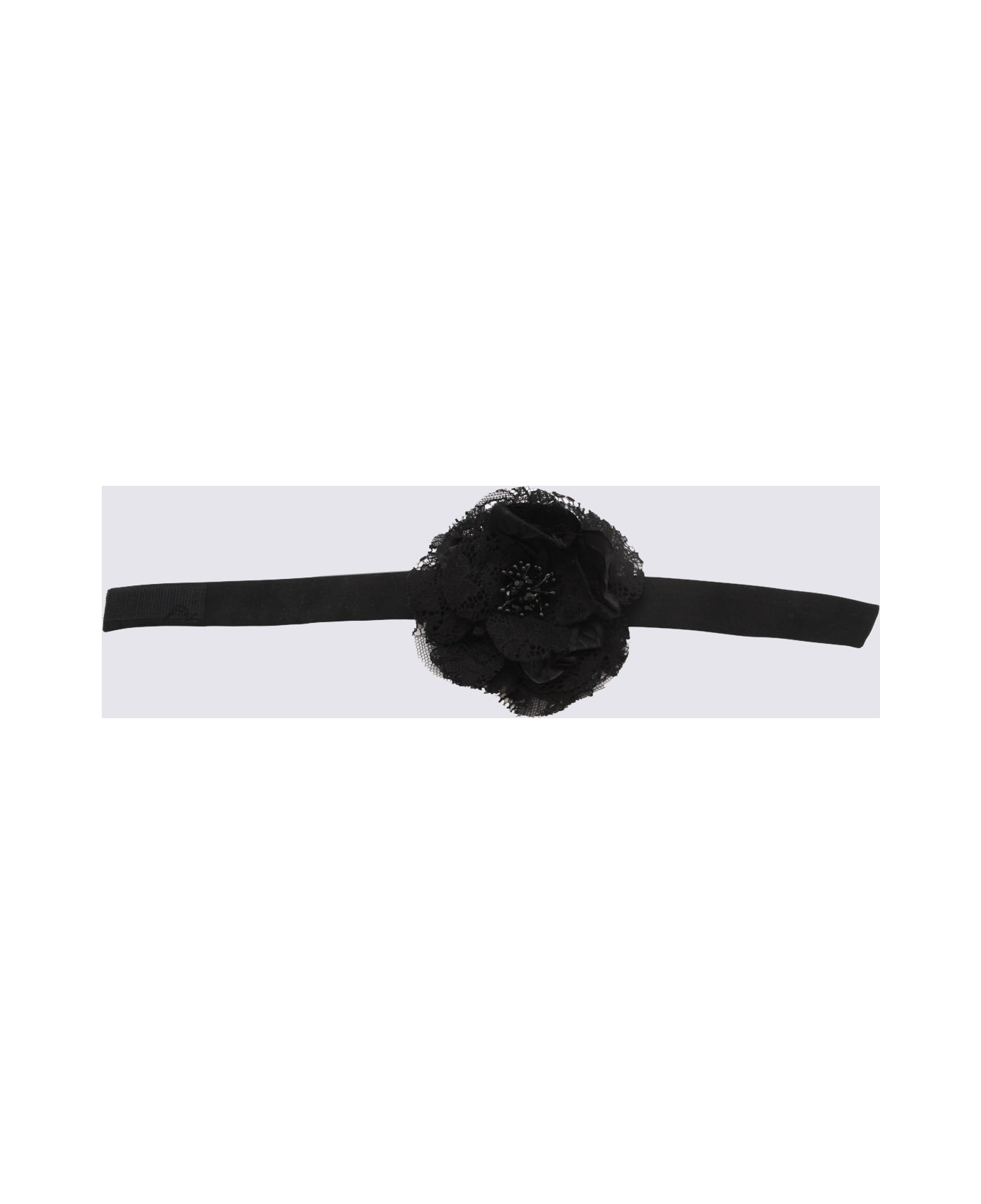 Dolce & Gabbana Black Silk Flower Choker - Black スカーフ＆ストール