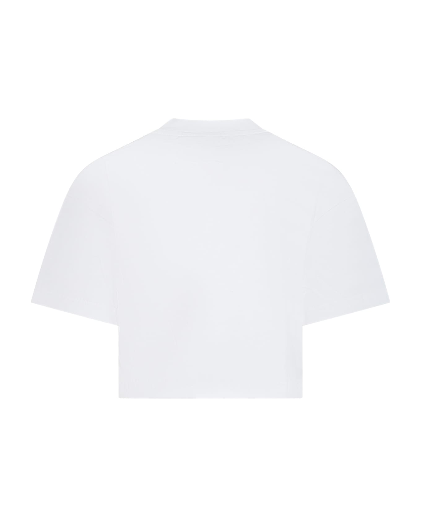 Barrow White T-shirt For Girl With Logo - White