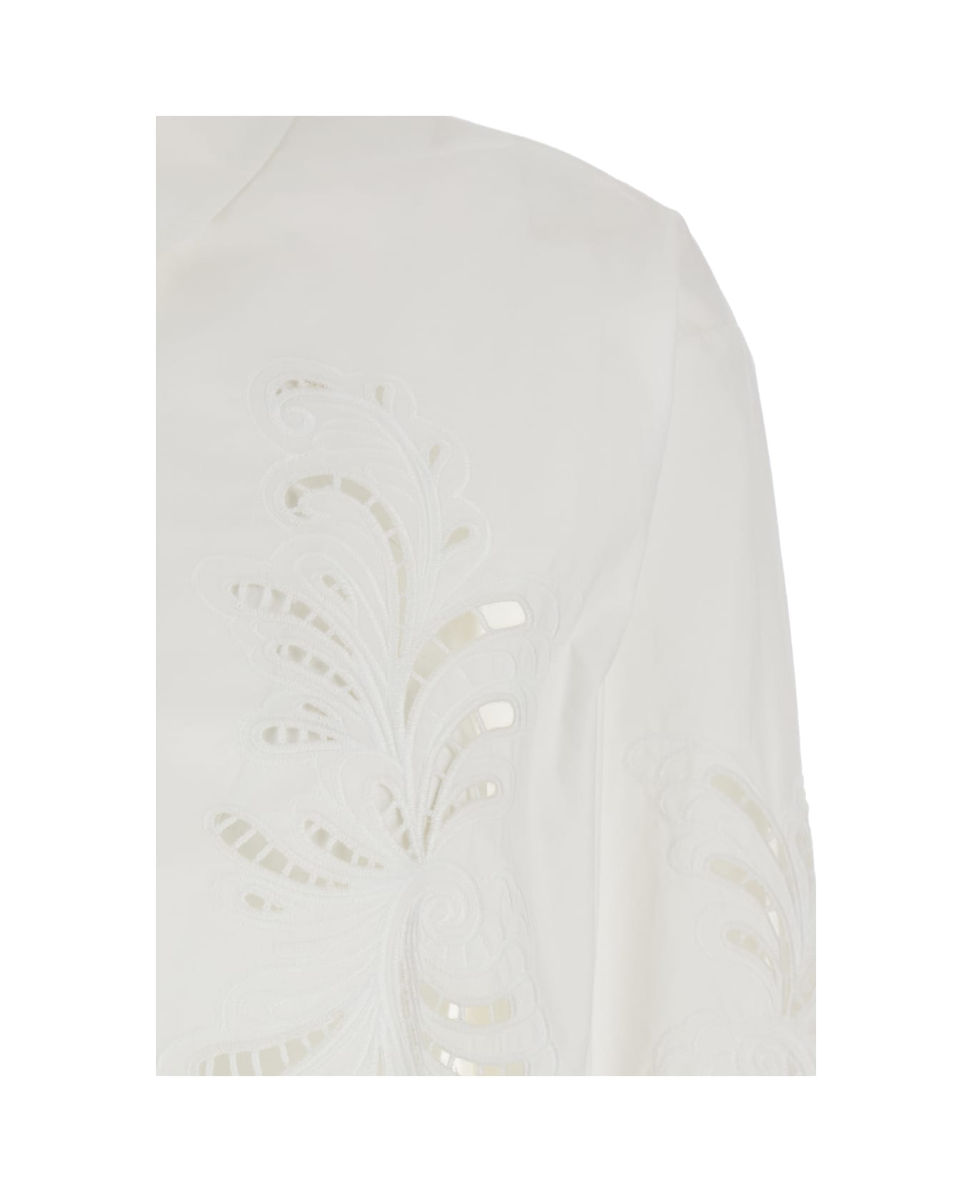 TwinSet White Shirt With All-over Lace Embroidery In Cotton Woman - White