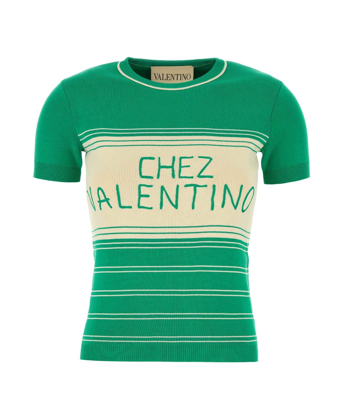 Valentino Garavani Grass Green Cotton Sweater - EMERALDBETULLA