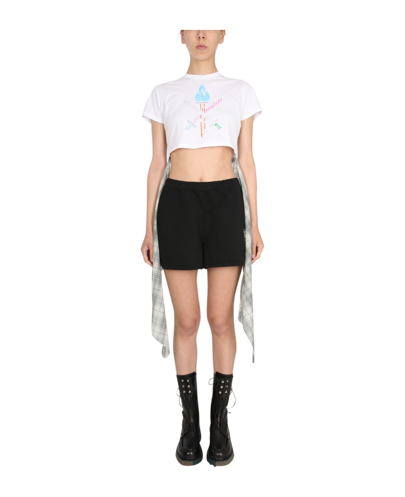 Opening Ceremony Word Torch Hybrid T-shirt - BIANCO