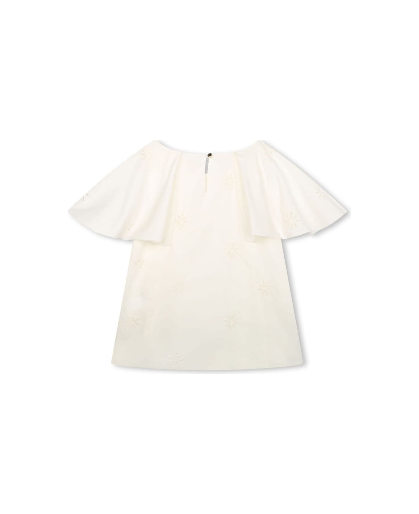 Chloé White Shirt With Cap Sleeveles In Cotton Girl - White