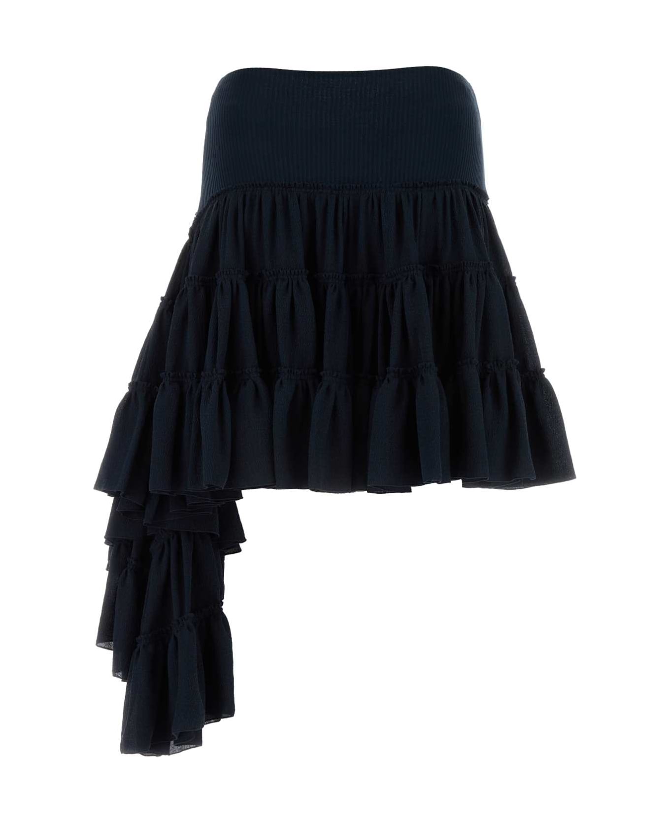 Loewe Midnight Blue Silk Mini Skirt - MIDNIGHTBLUE