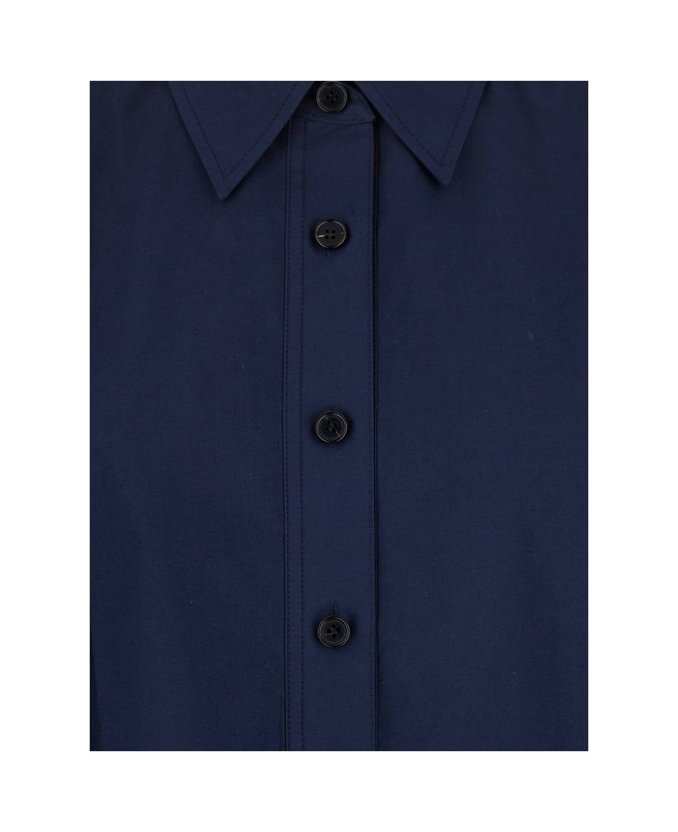Low Classic Blue Shirt With Pointed Collar And Turned Up Sleeves Sleeves In Cotton Woman - Blu