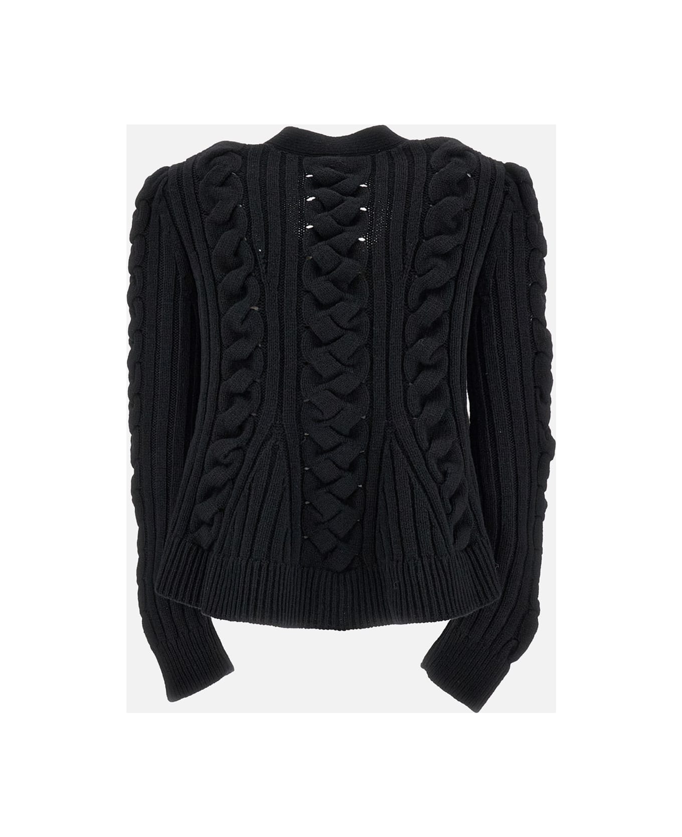 Alexander McQueen Cable- Knit 
peplum
 Cardigan - Black