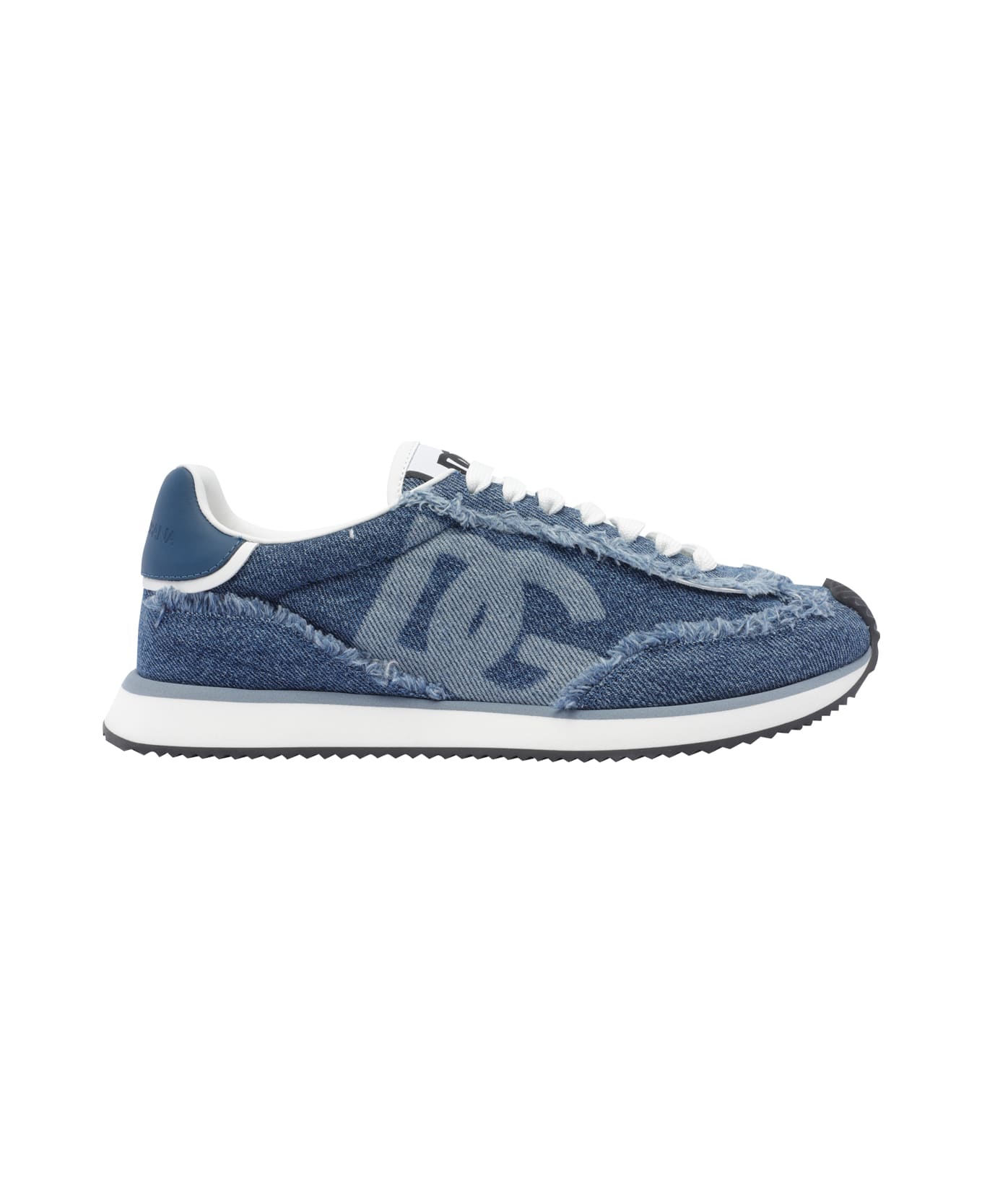 Dolce 
Gabbana Dg Cushion Sneakers In Denim - WHITE/BLUE