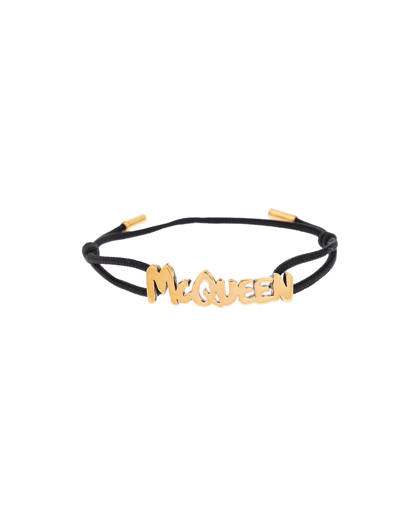 Alexander McQueen Woman's Black Graffiti Brass Bracelet With Logo - Black
