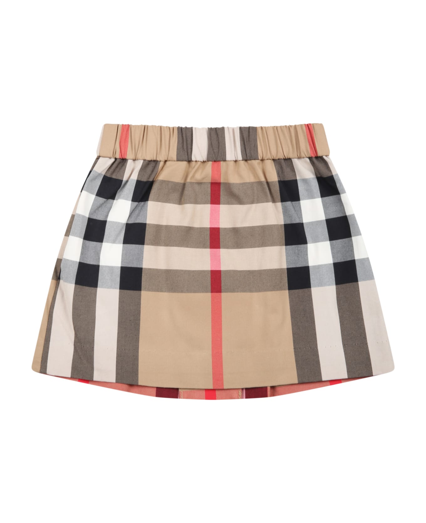 Burberry Beige Skirt For Baby Girl With Vintage Check - Multicolor