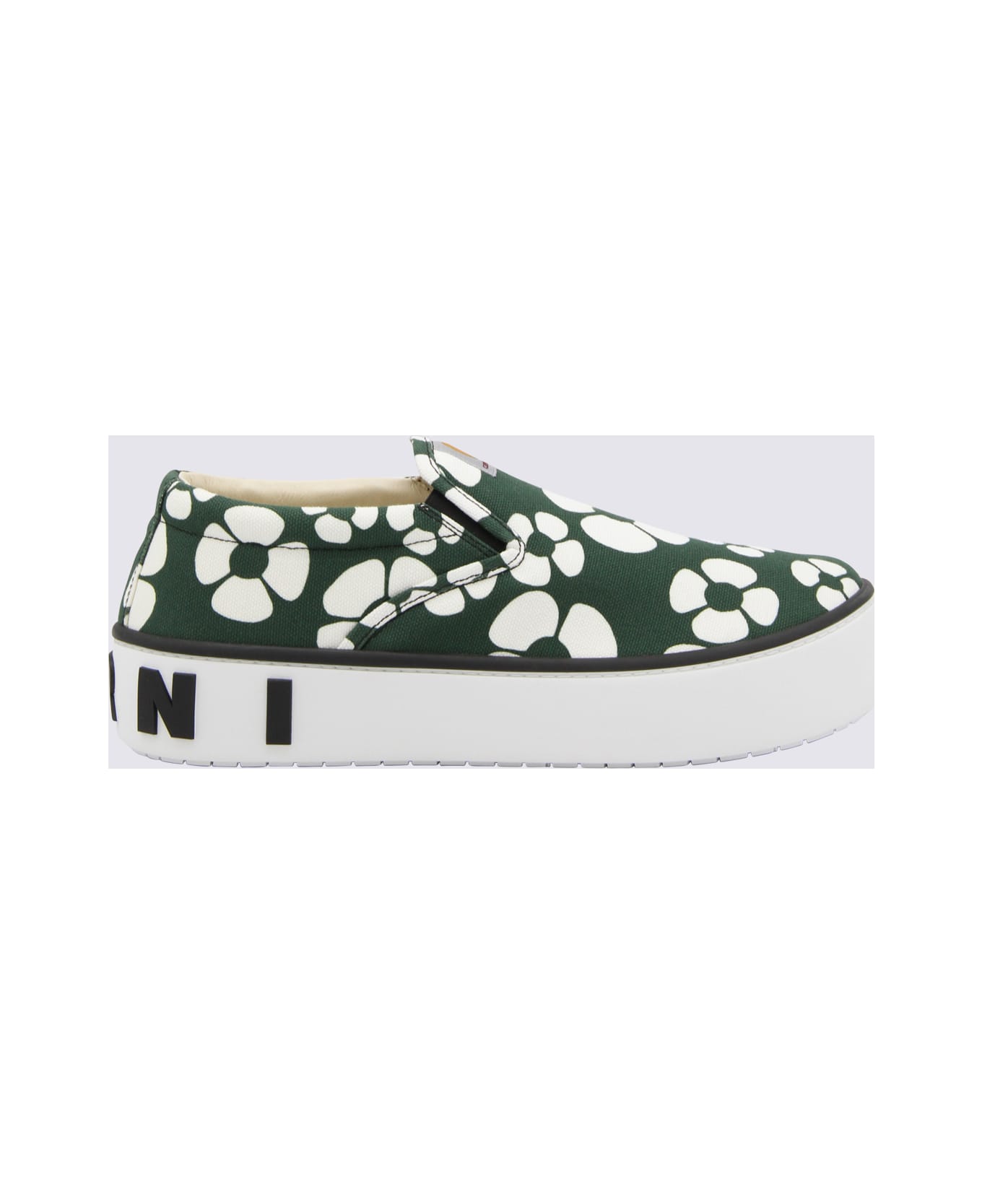 Marni Green And White Canvas Slip On Sneakers - Green
