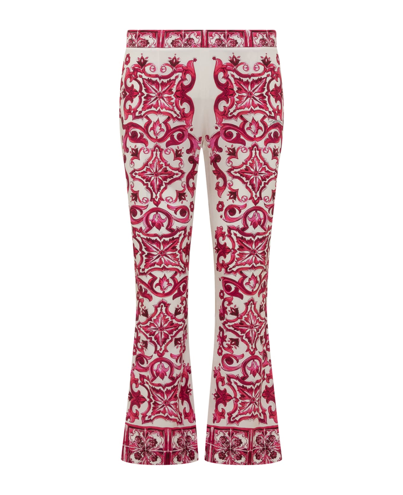 Dolce & Gabbana Majolica Print Charmeuse Pants - Fuchsia レギンス