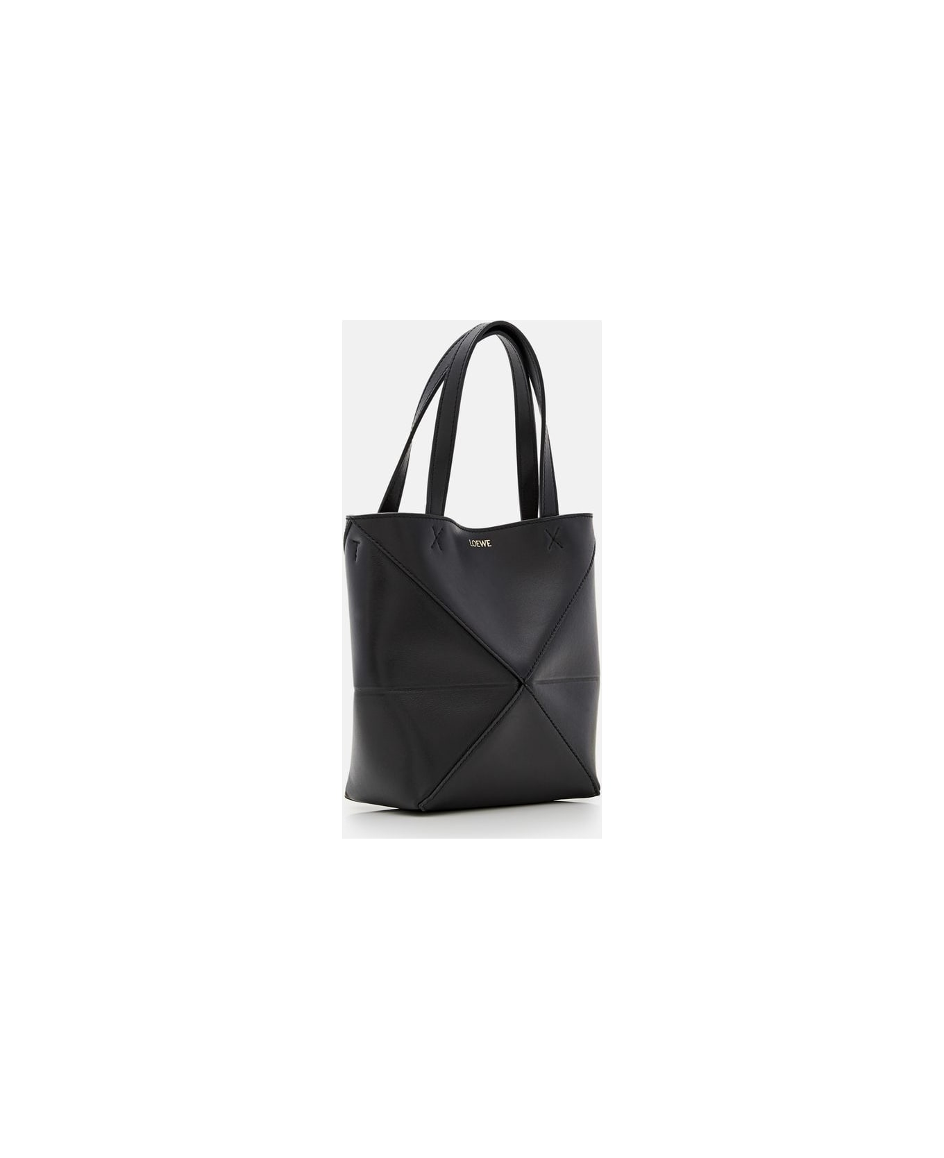 Loewe Mini Puzzle Leather Tote Bag - Black