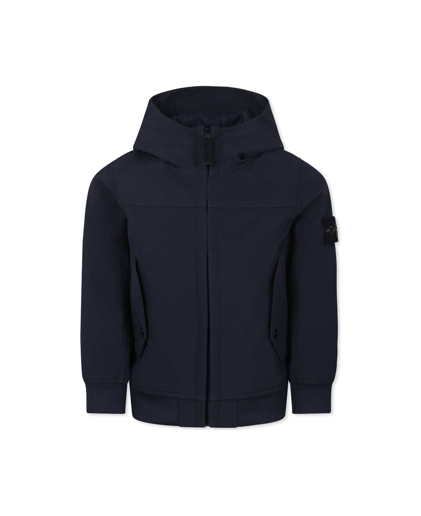 Stone Island Junior Blue Jacket For Boy With Compass - Blue