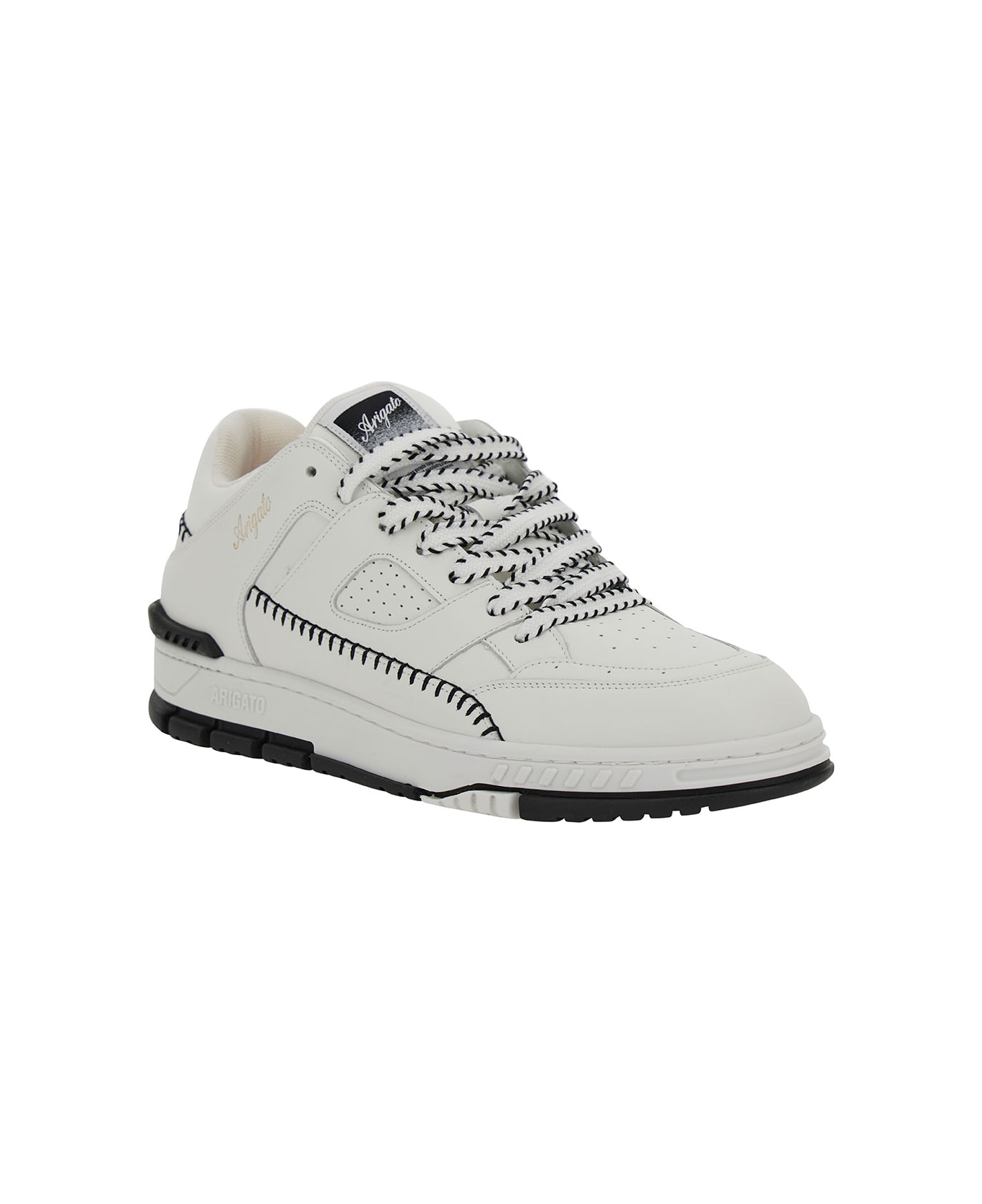 Axel Arigato 'area Lo Sneaker Stitch' White Low Top Sneakers With Contrasting Stitch Detail In Leather Man - White