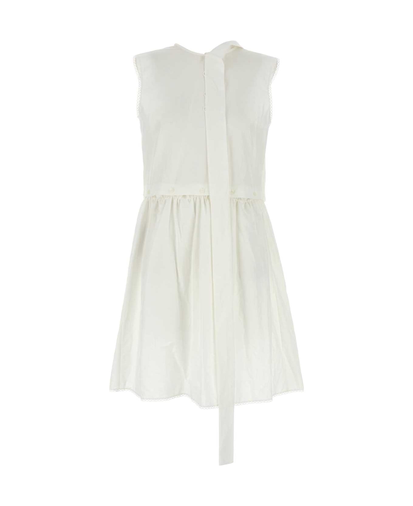 Miu Miu White Poplin Dress - BIANCO