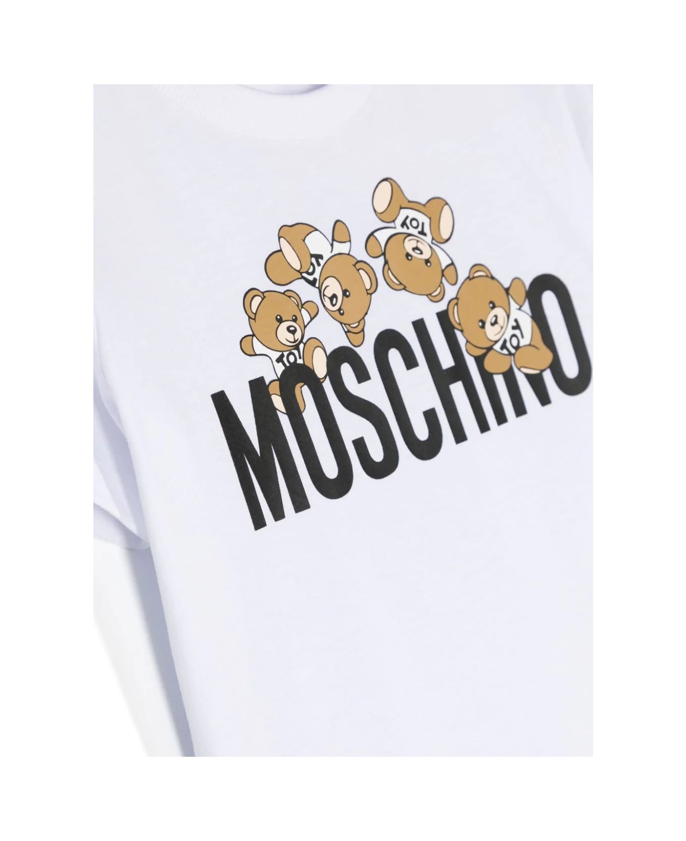 Moschino White T-shirt With Moschino Teddy Friends Print - White