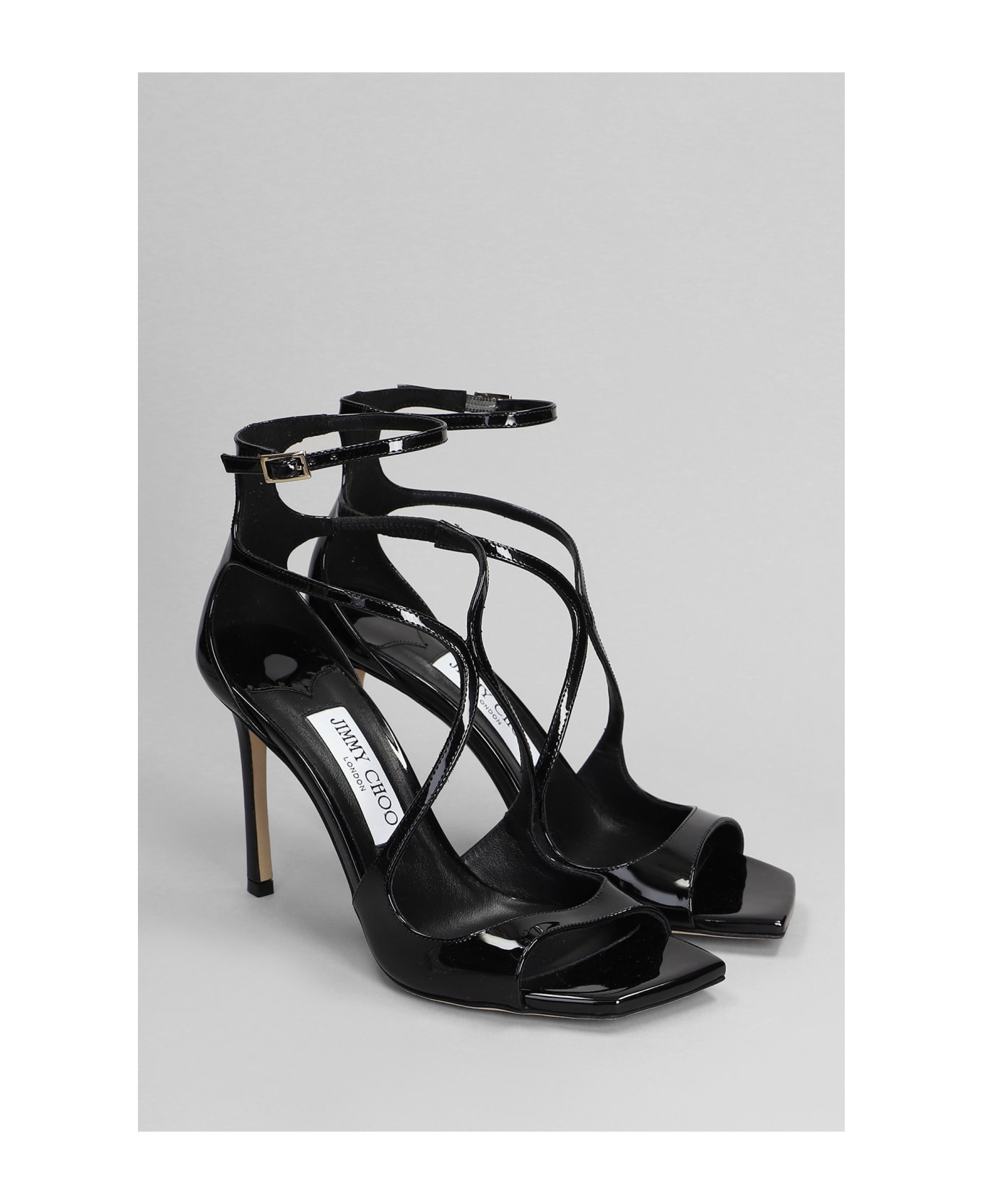Jimmy Choo Azia 95 Sandals In Black Patent Leather - black