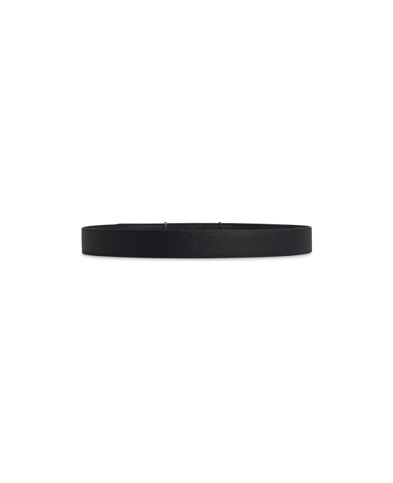 Maison Margiela Reversible Black Leather Belt - Black/Black