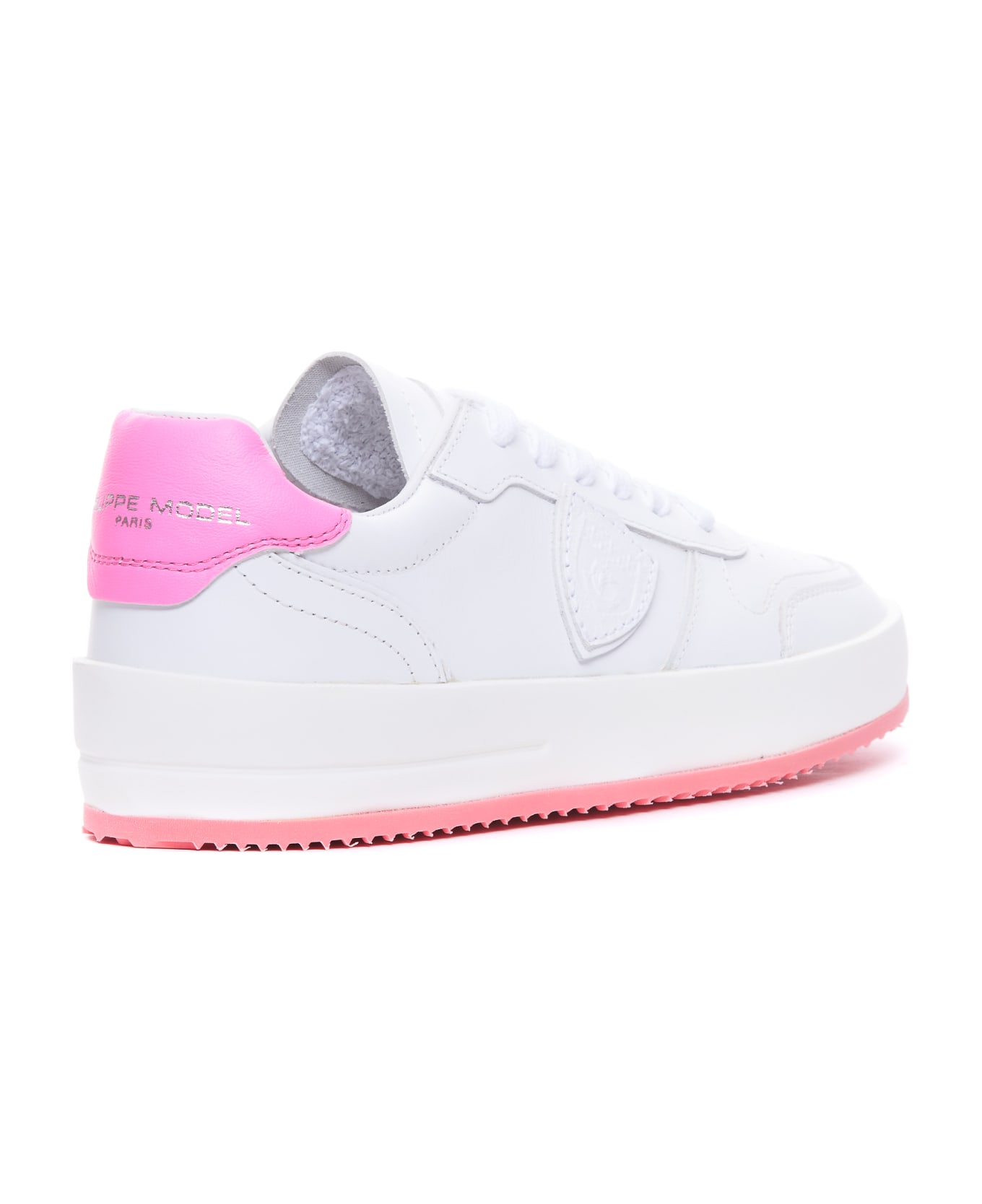 Philippe Model Nice Low Sneakers - Veau blanc/fucsia スニーカー
