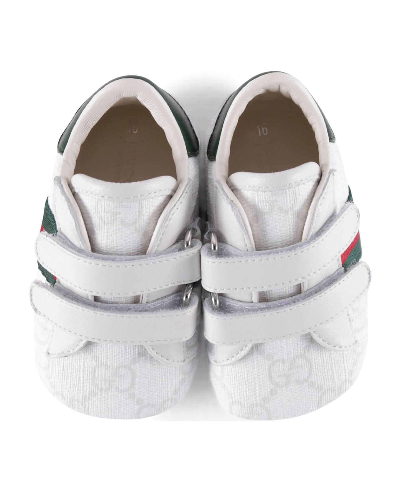 Gucci White Ace Sneakers For Babykids With Web Detail - White