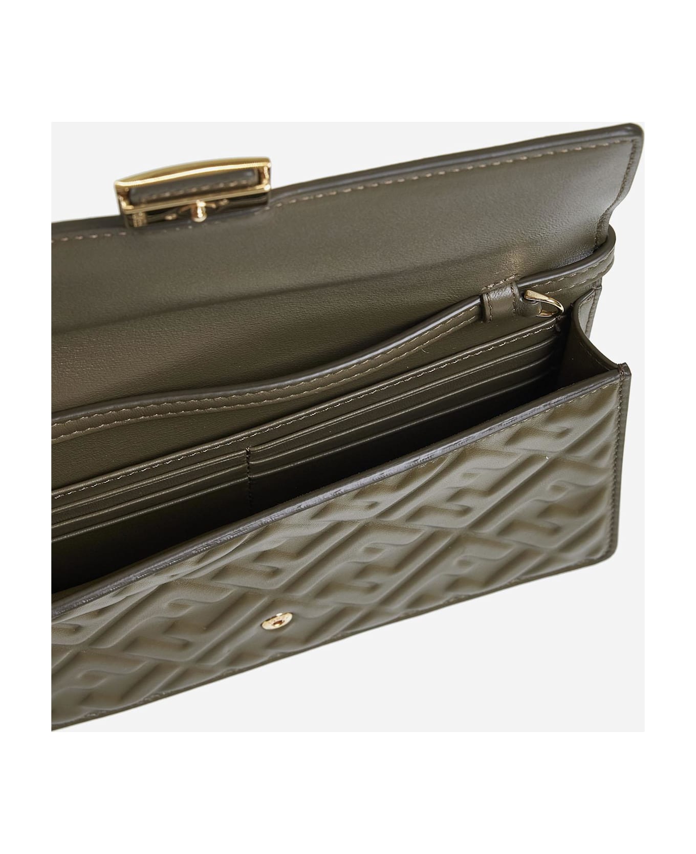 Fendi Ff Leather Wallet On Chain Bag - Verde トートバッグ