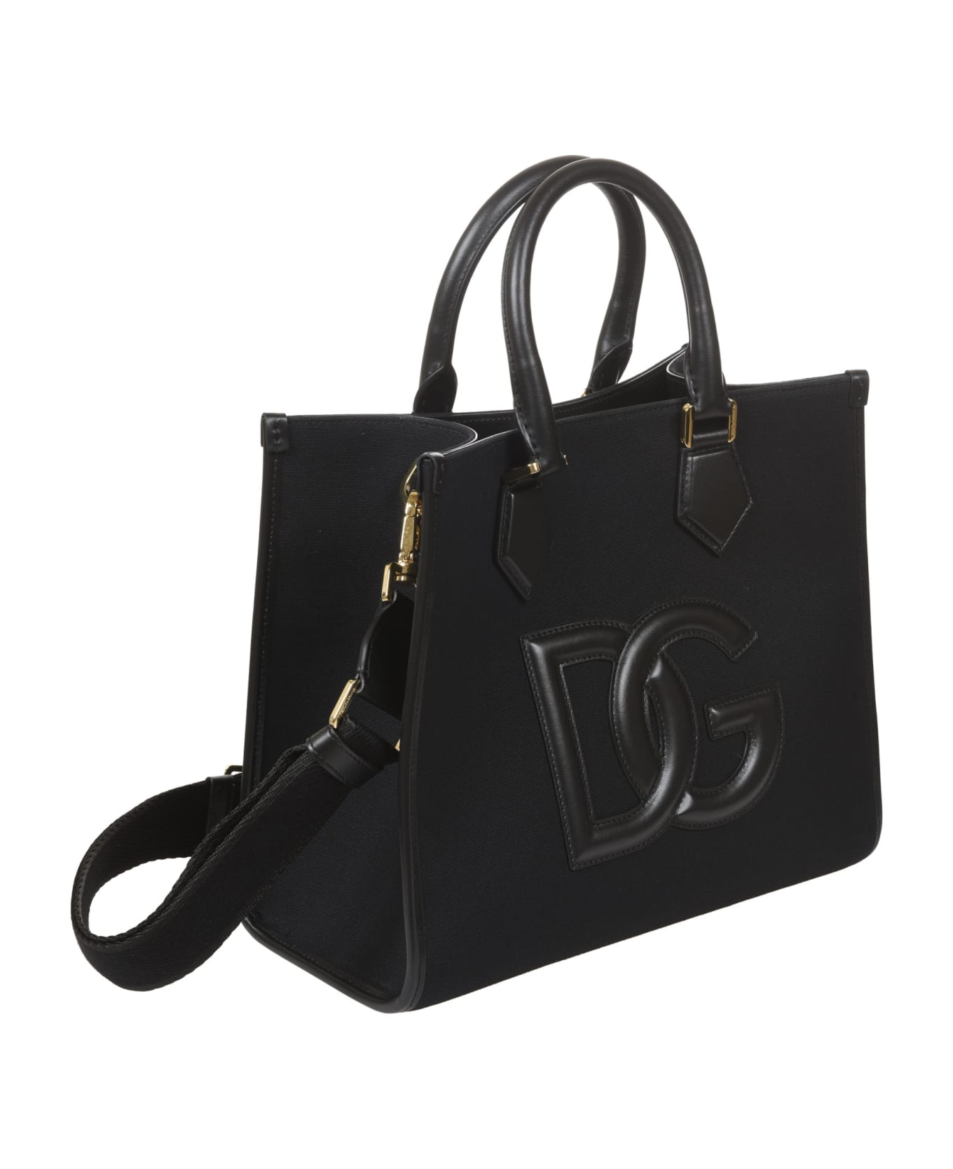 Dolce & Gabbana Logo Patched Top Handle Tote - Black トートバッグ