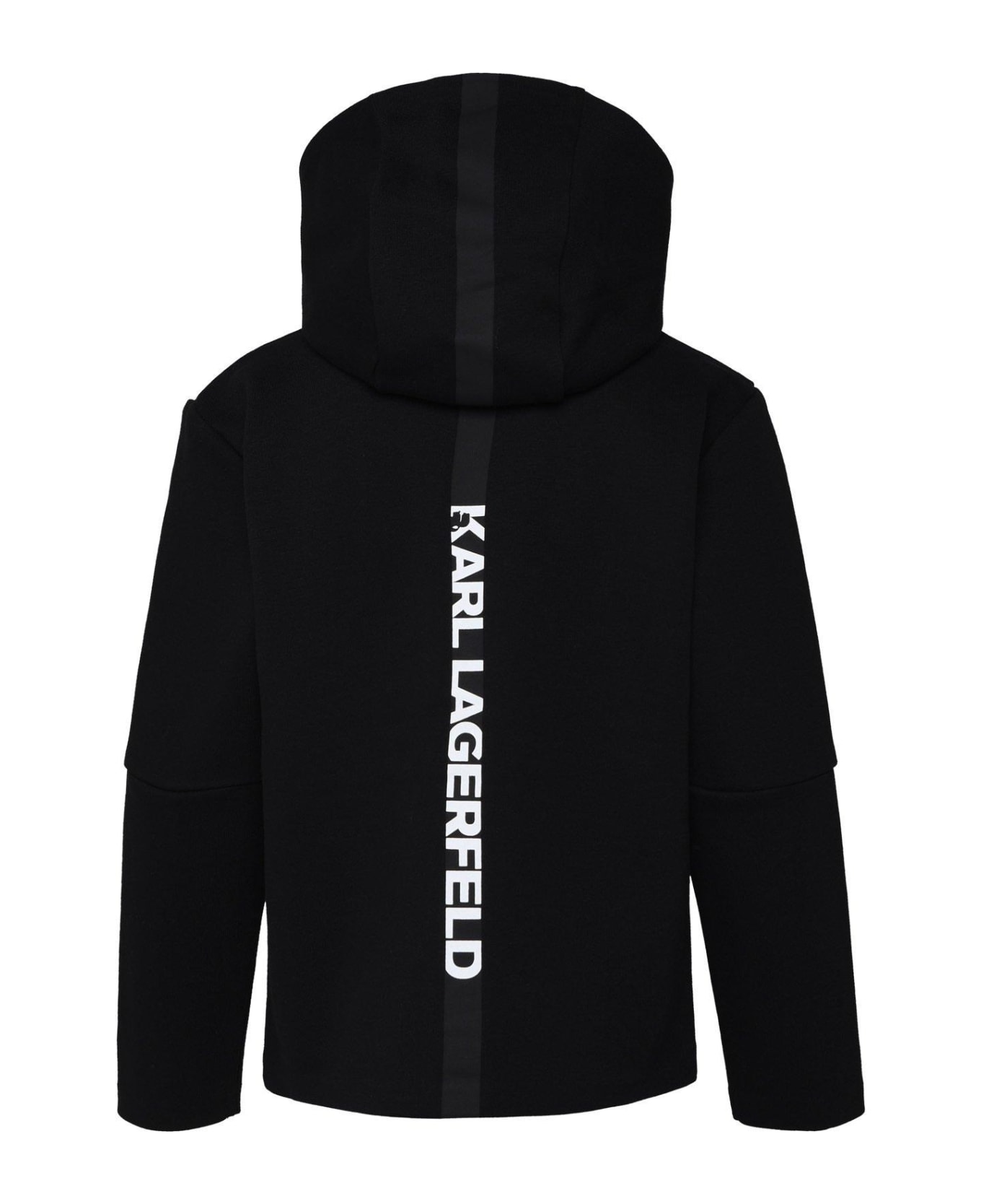Karl Lagerfeld Long-sleeve Logo-printed Zipped Hoodie - Nero