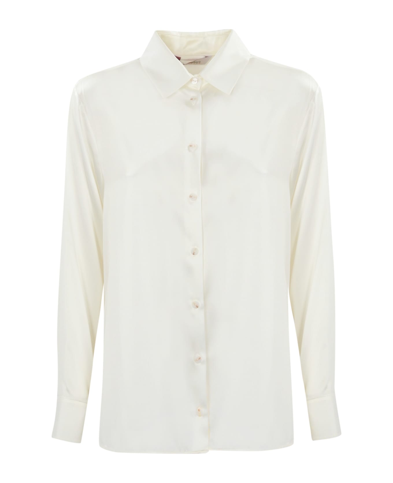 Max Mara Shirt Finish In Silk Satin - Bianco