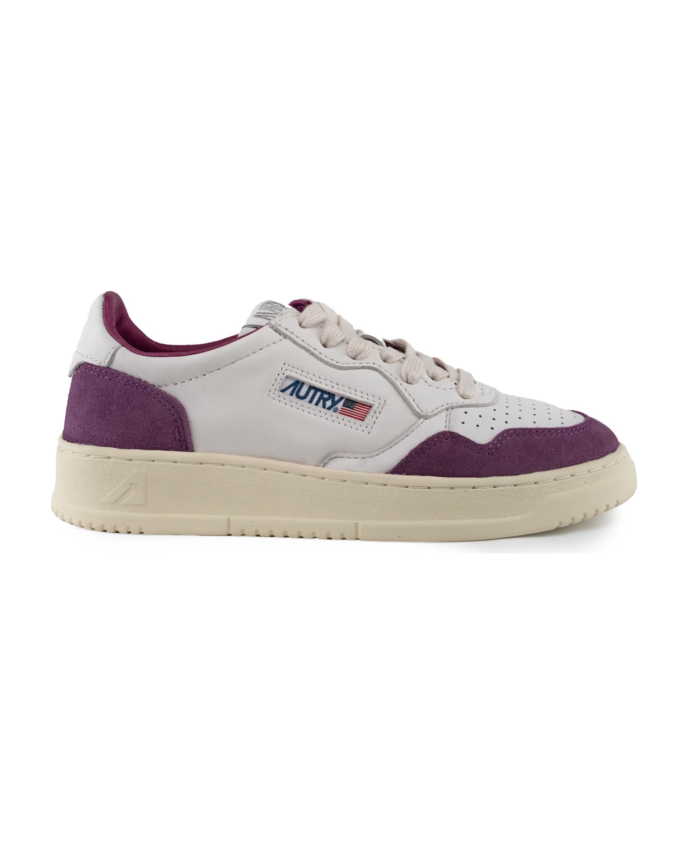 Autry Medalist Low Sneakers In Goatskin And Suede - Goat/suede wht/scrlt