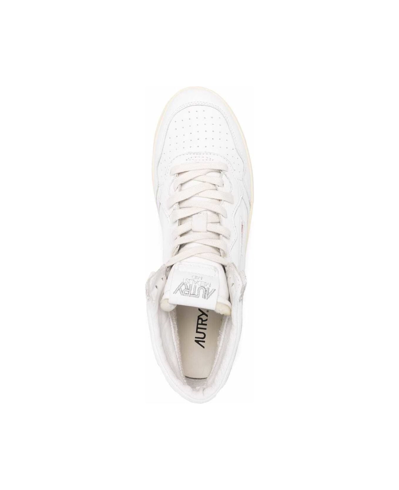 Autry Hig Top White Leather Sneakers With Logo Autry Man - White