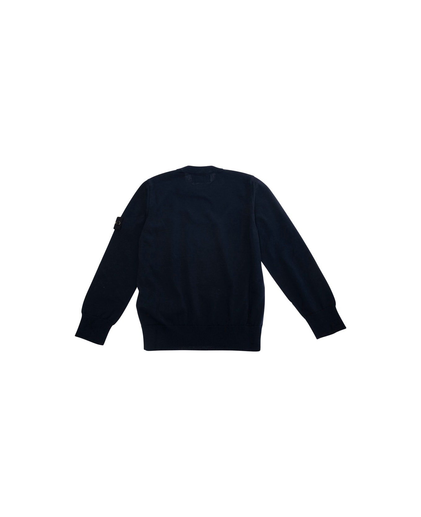 Stone Island Junior Blue T-shirt With Round Neck And Logo Patch On The Sleeve I Cotton Boy - Blu