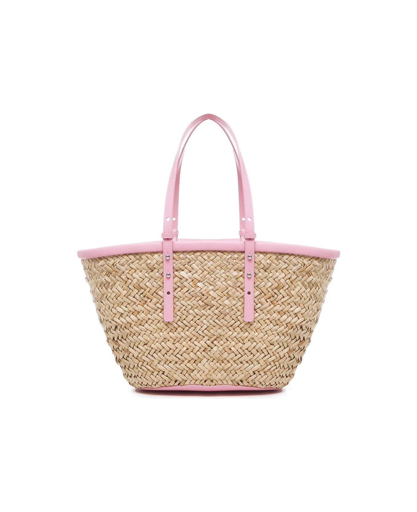 Pinko Love Summer Logo Detailed Tote Bag - Natural, pink
