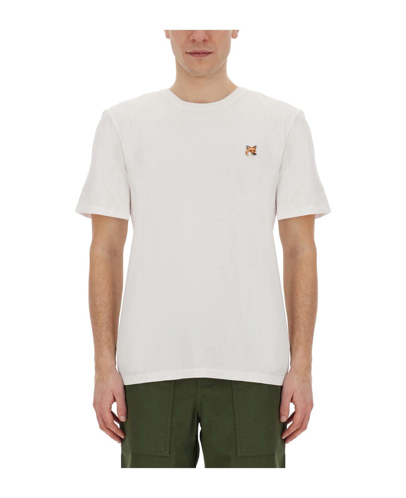 Maison Kitsuné T-shirt With Fox Patch - Bianco シャツ