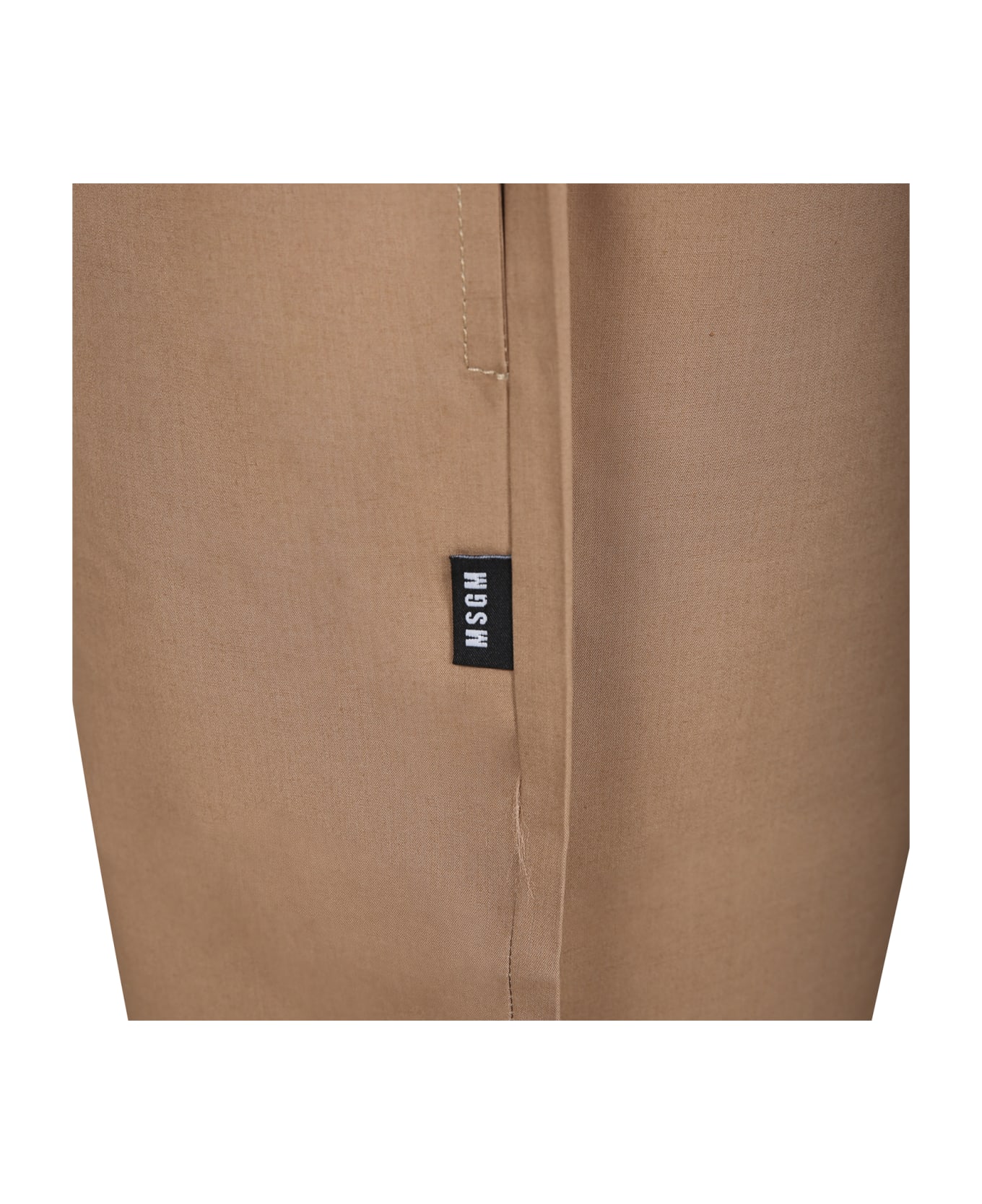 MSGM Brown Trousers For Boy With Logo - Biscotto ボトムス