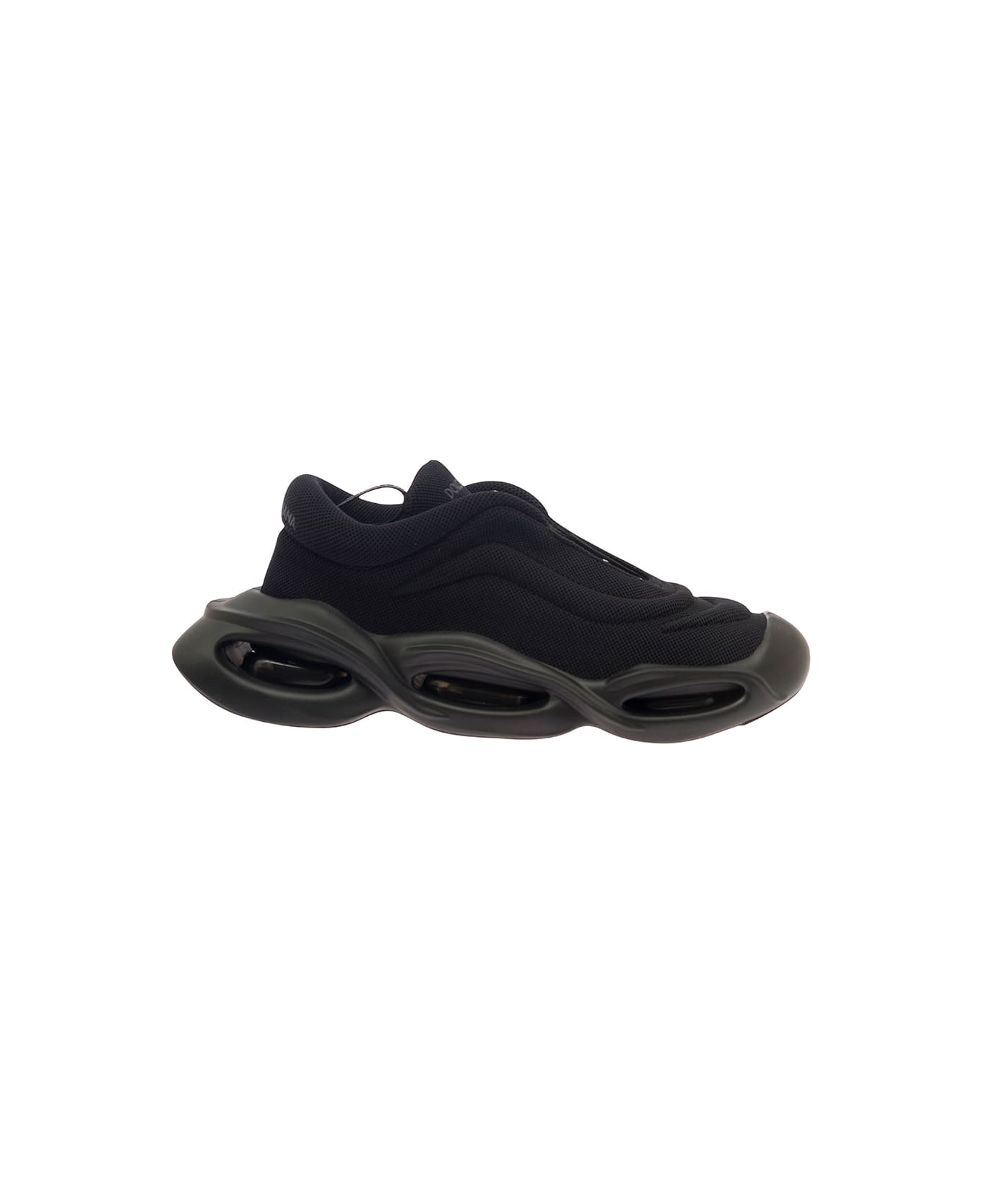 Dolce & Gabbana 'wave' Black Low-top Sneakers With Rubber Bottom In Polyester Blend Man - Black