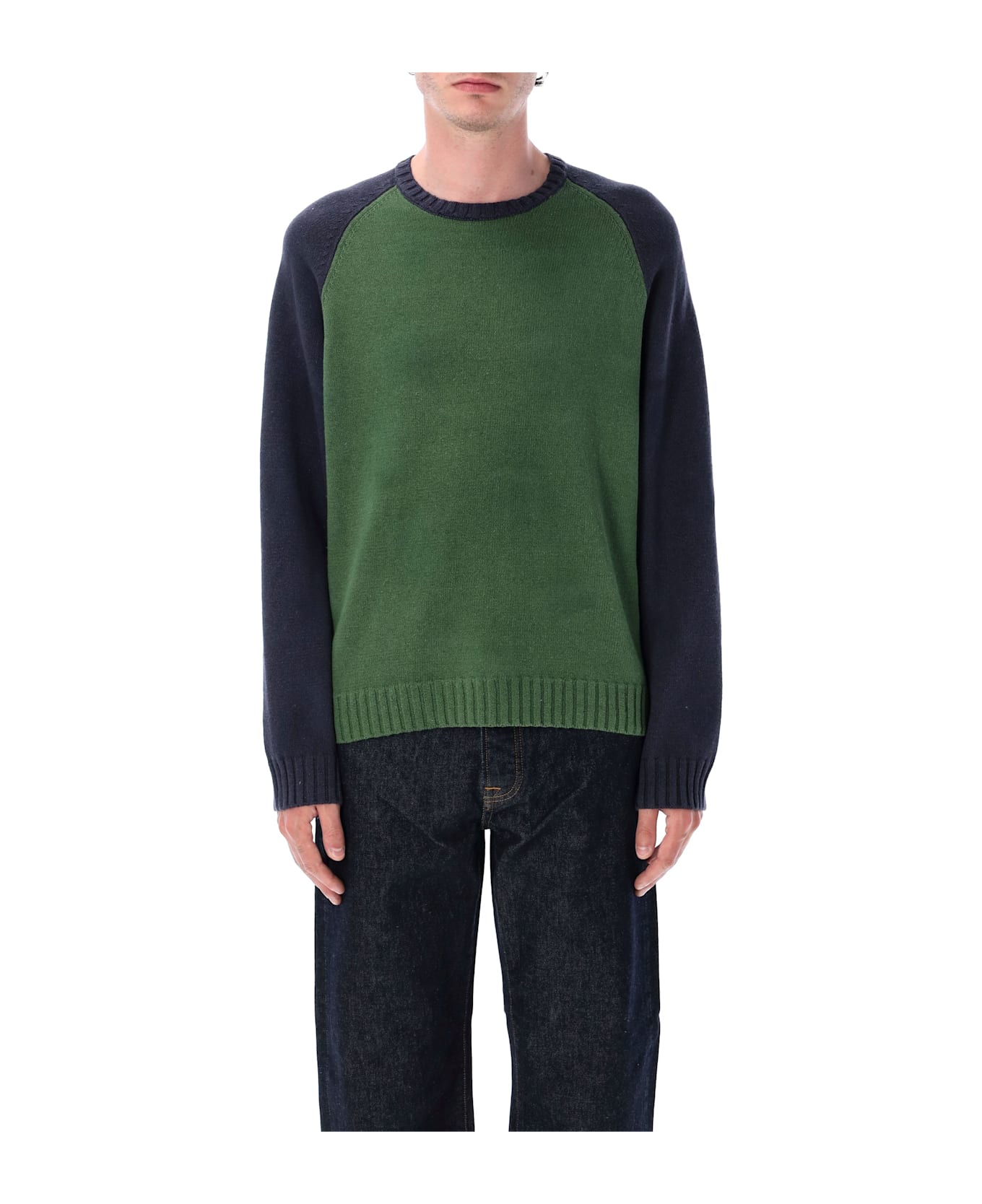 Stussy Colorblocked Raglan Sweater - GREEN