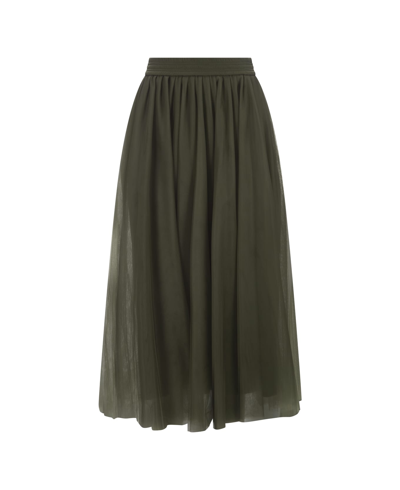Fabiana Filippi Midi Tulle Skirt In Olive Green | italist