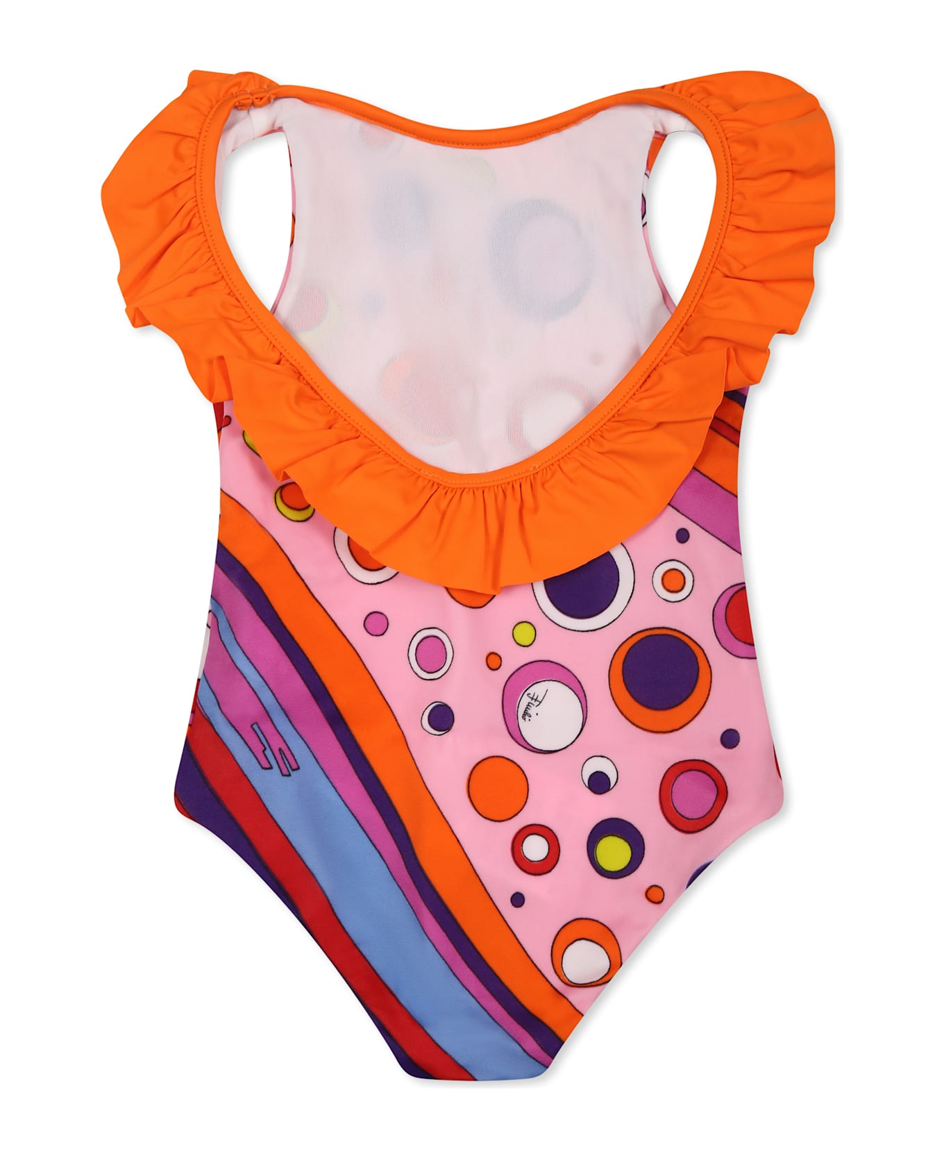 Pucci Multicolor Swimsuit For Baby Girl With Marble Print - Multicolor