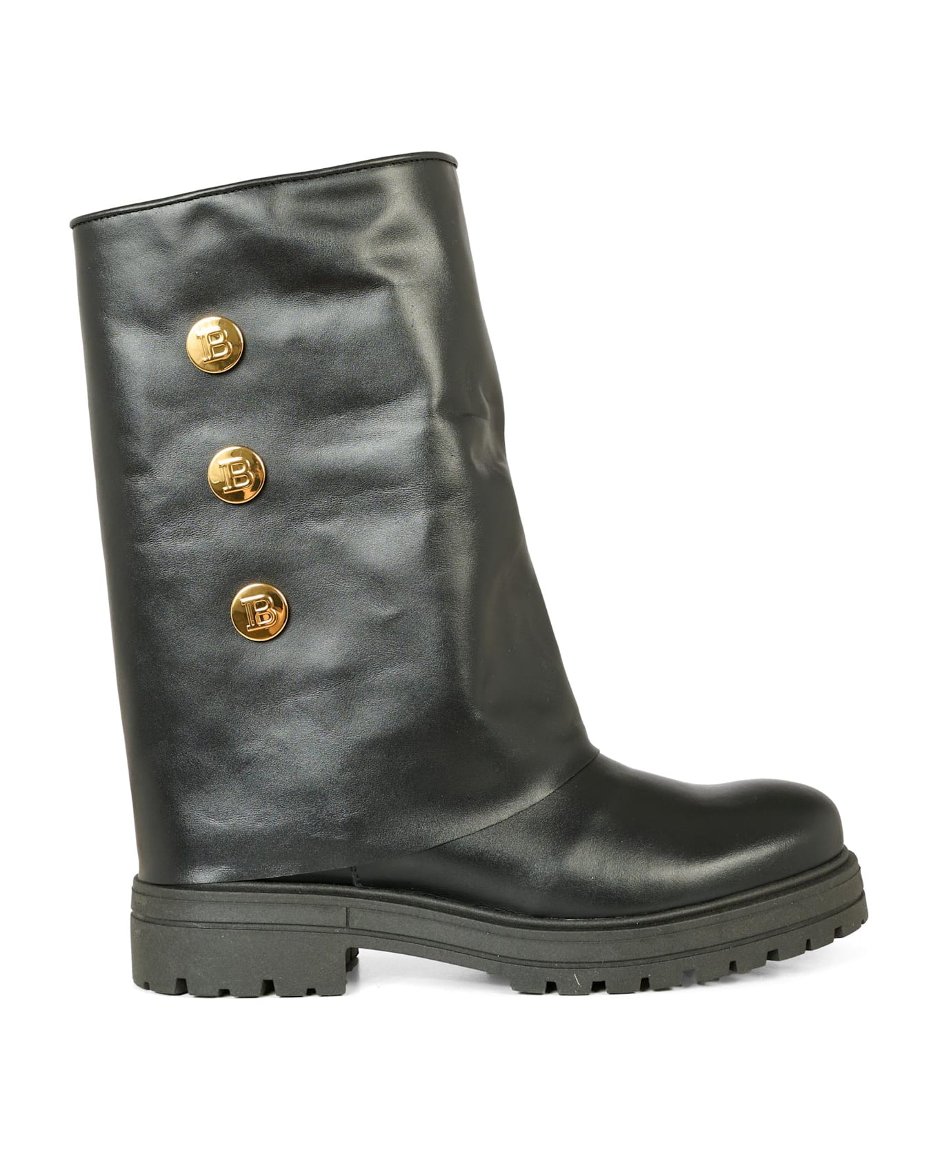 Balmain Black Boots For Girl With Buttons - Black