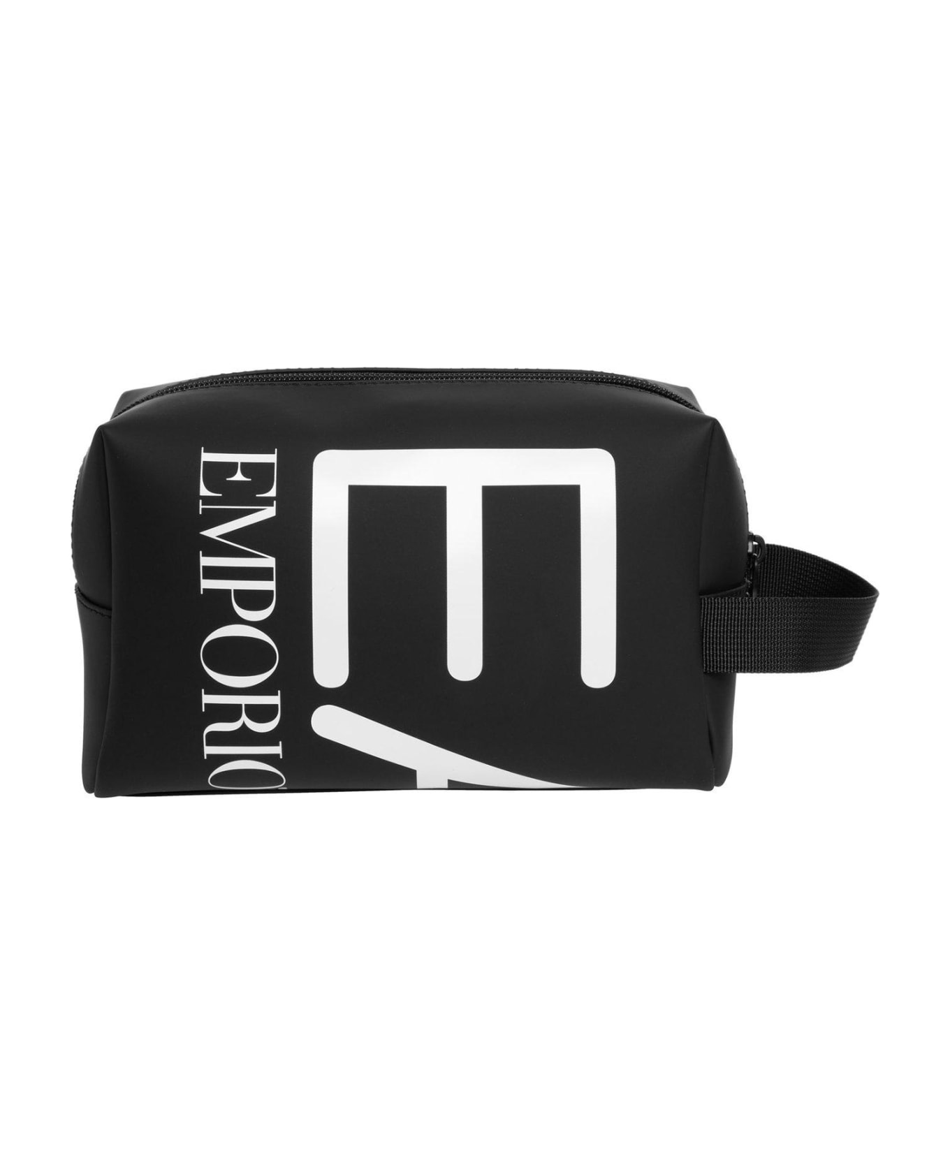 EA7 Logo-printed Zipped Wash Bag - Black