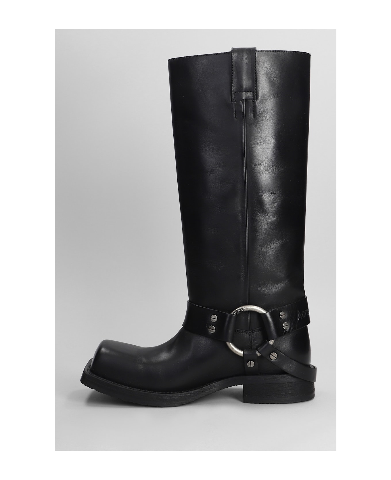 Acne Studios Low Heels Boots In Black Leather - black ブーツ