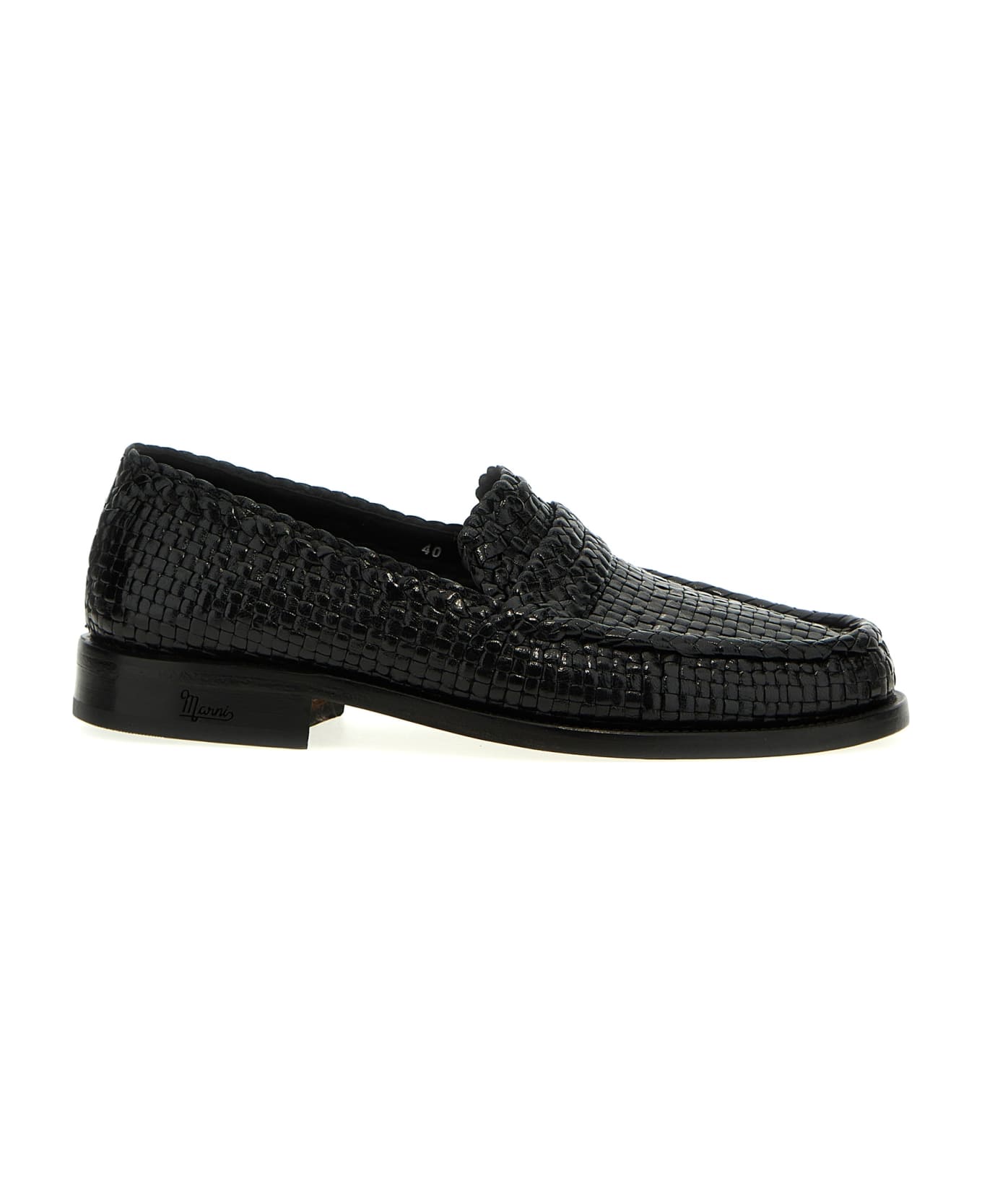 Marni Braided Leather Loafers - BLACK