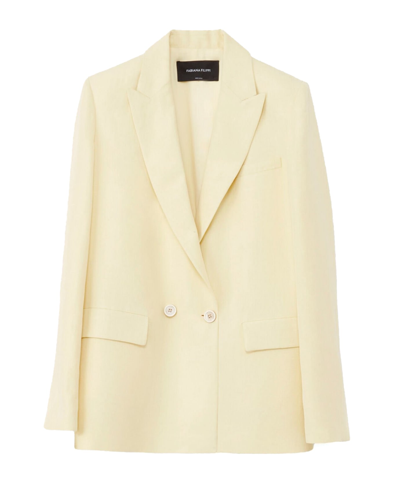 Fabiana Filippi Double-breasted Jacket In Linen And Viscose Blend - GIALLO