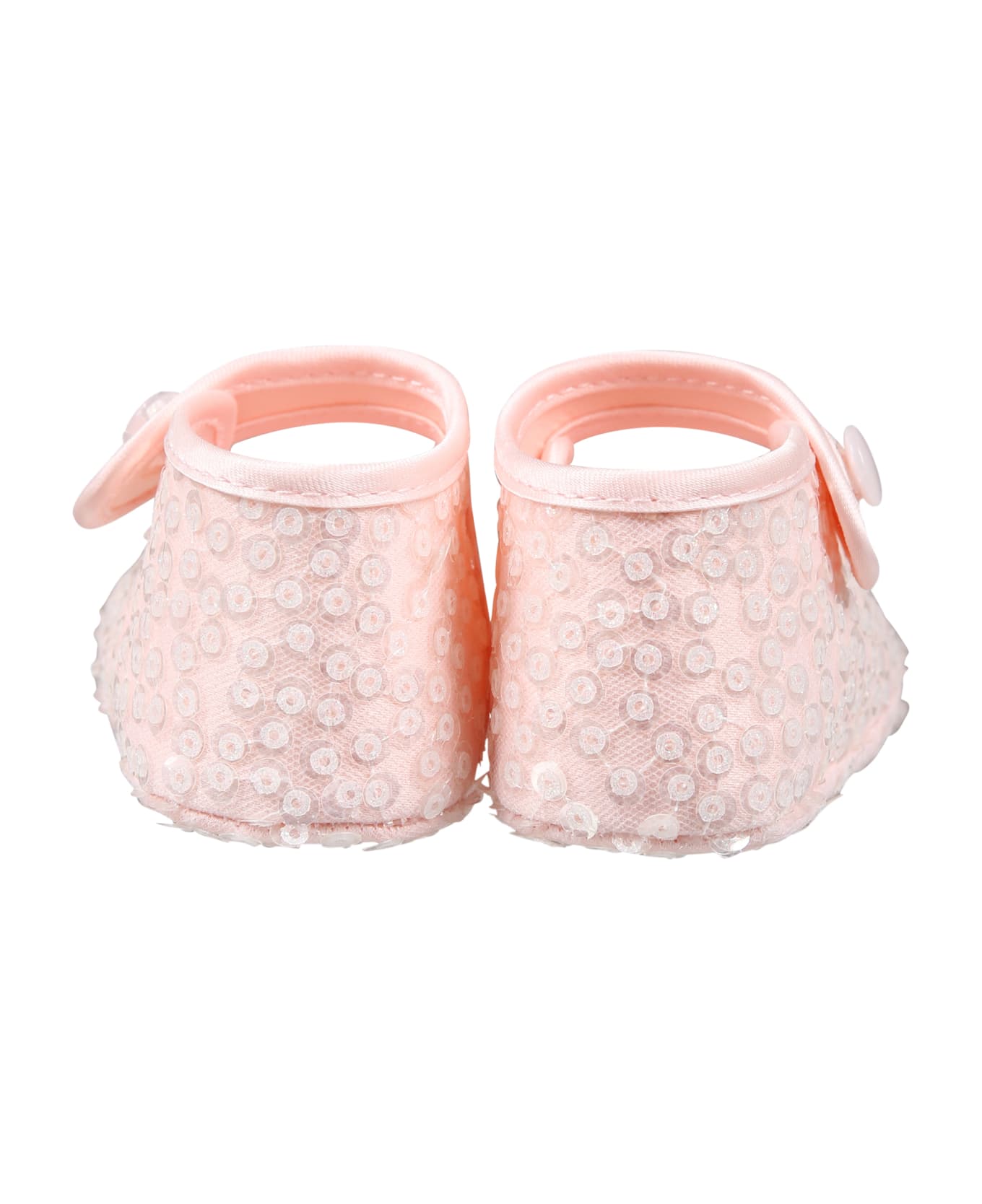 Monnalisa Pink Flat Shoes For Baby Girl With Sequins - Pink