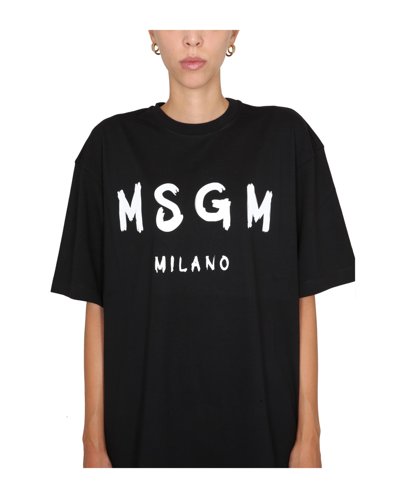 MSGM Brushed Logo Dress - Nero