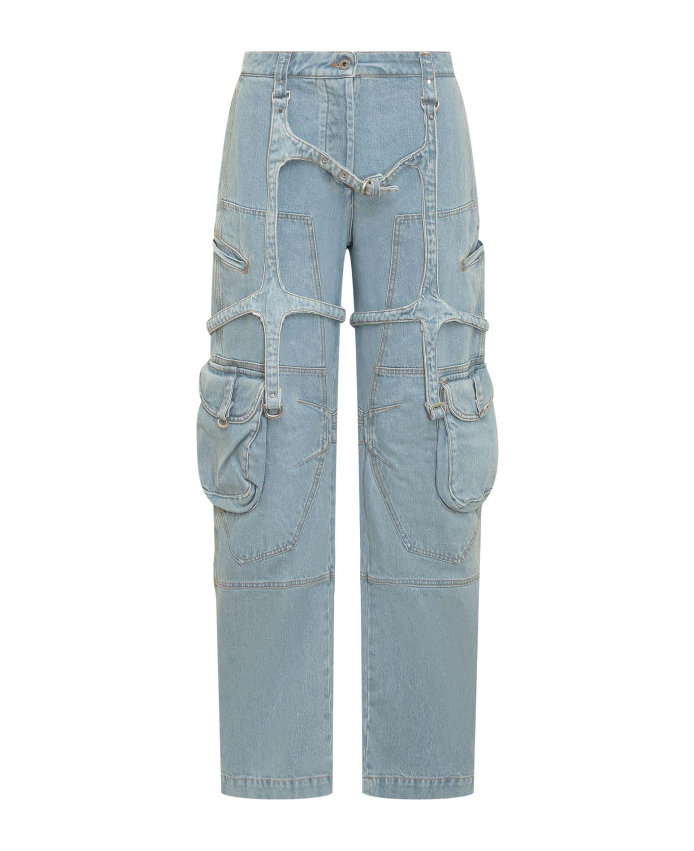 Off-White Bleached Cargo Jeans - LIGHT BLUE デニム