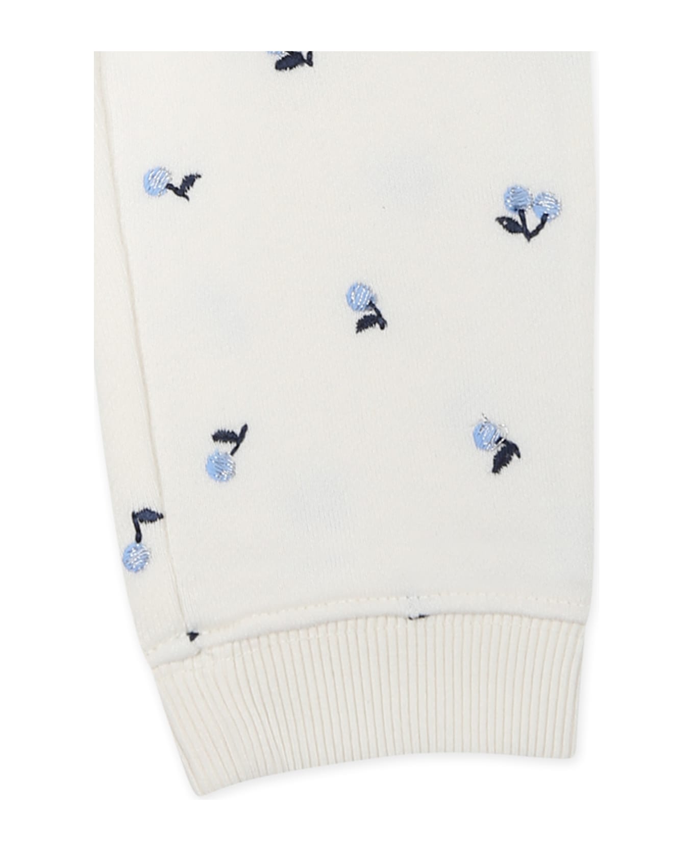 Bonpoint Ivory Trousers For Baby Girl With Cherries - Ivory