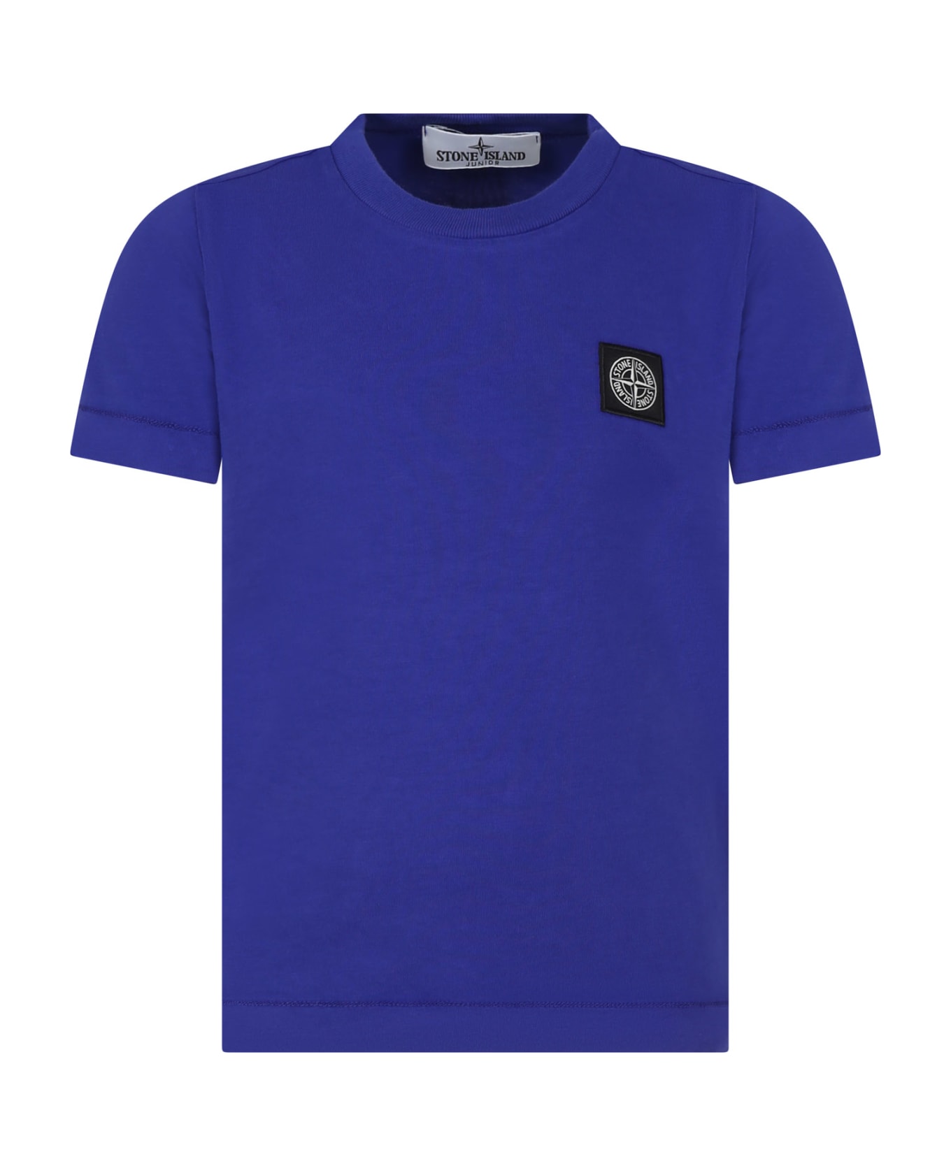 Stone Island Junior Light Blue T-shirt For Boy With Logo - Light Blue