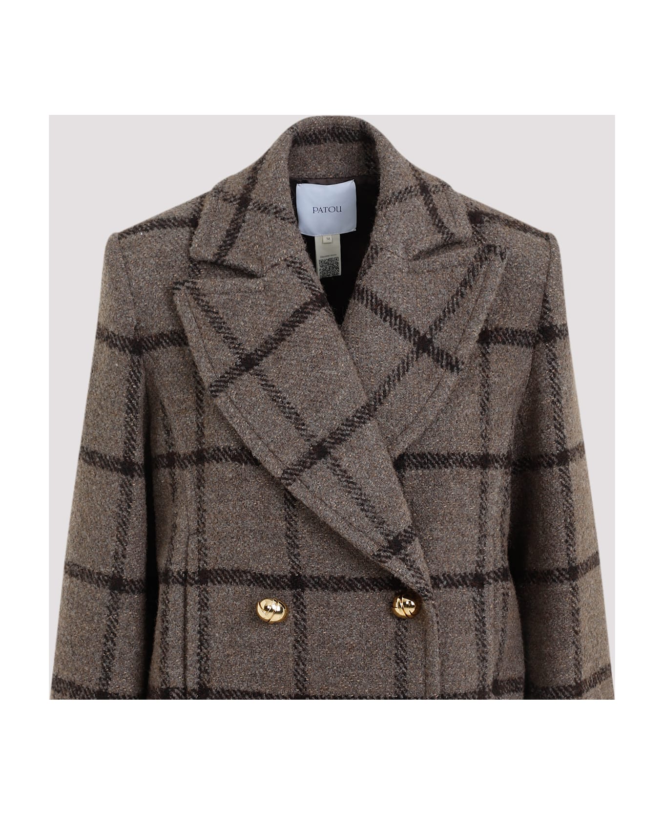 Patou Soft Tailored Coat - Gray Checkerboard