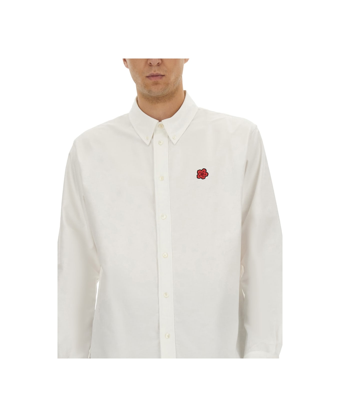 Kenzo Shirt With "boke Flower" Embroidery - WHITE