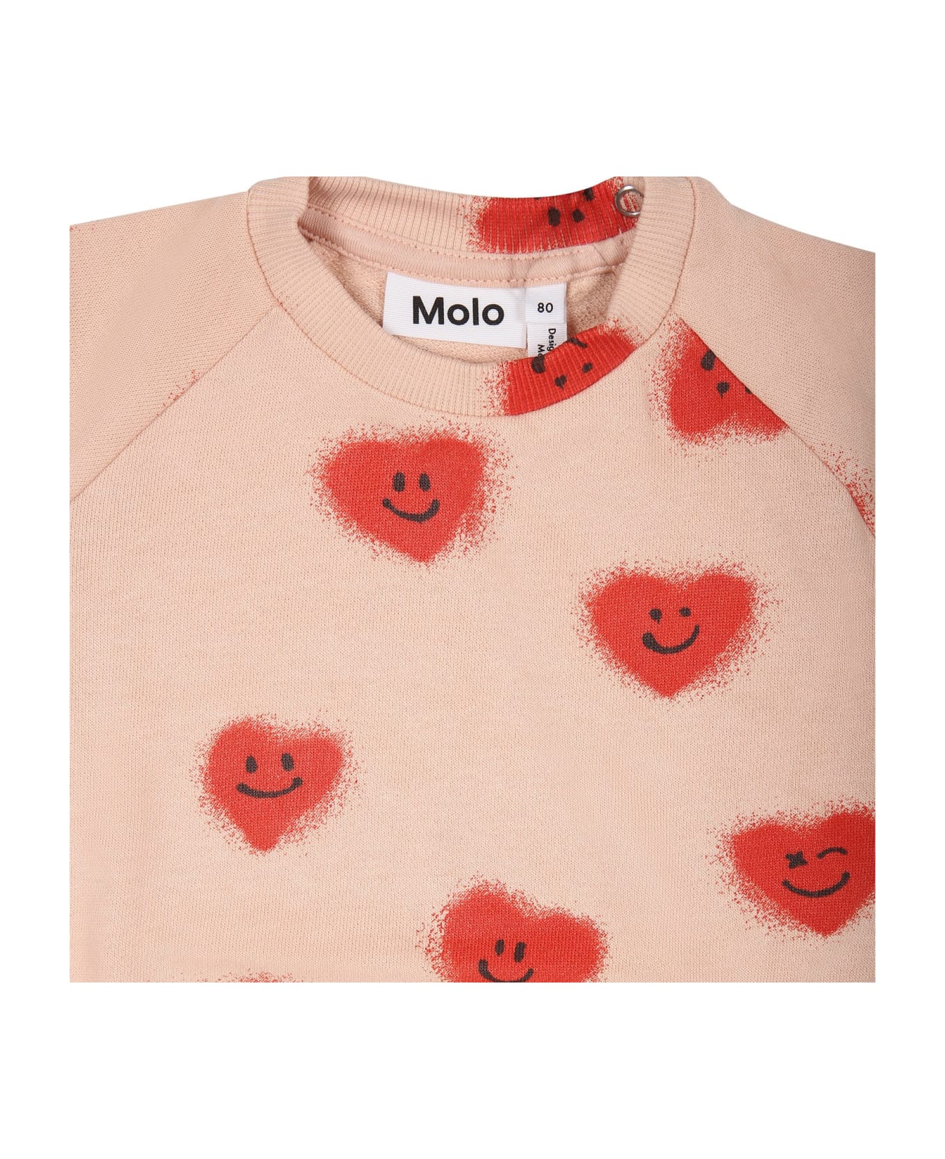 Molo Pink Sweatshirt For Baby Girl With Smiley - Pink ニットウェア＆スウェットシャツ